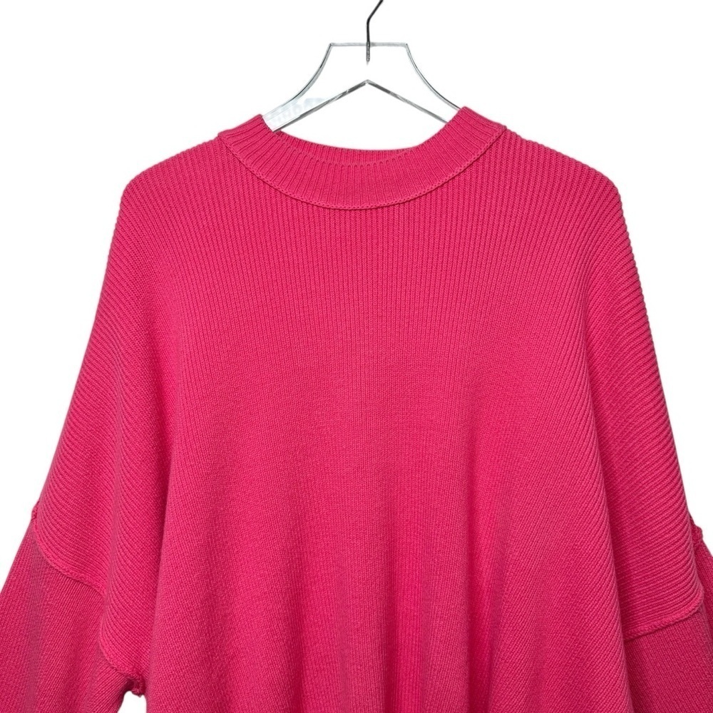 Free People Easy Street Hot Pink Oversized Sweater XS Boho Slouchy Tunic - Picture 5 of 15
